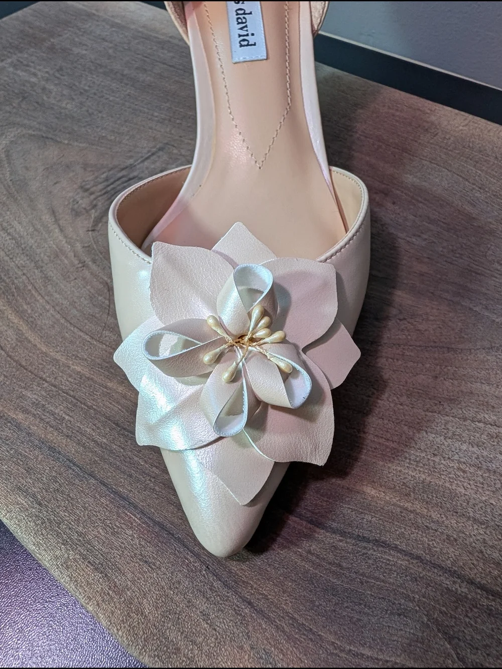 Charles David Blush Pink Floral D’Orsay Pointed-Toe Heels Apron Pump Heel